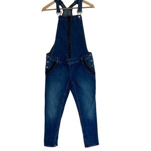 Gap Womens‎ Maternity Denim Overalls Faux Leather Accents Size XS Med Wash